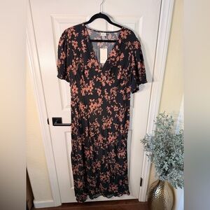 a new day Black Maxi Dress with Dusty Rose Floral Print